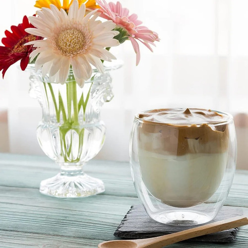 Set 6 Tazas Espresso Doble Pared 80ml Frio Caliente Sin Asa Blanco