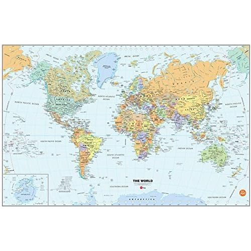 Mapa Mundial Borrable Wallpops Wpe99074, Multicolor