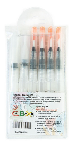 Imagen 3 de 8 de Pinceles Waterbrush Recargables Cbx Tanque Agua X 6 Unid