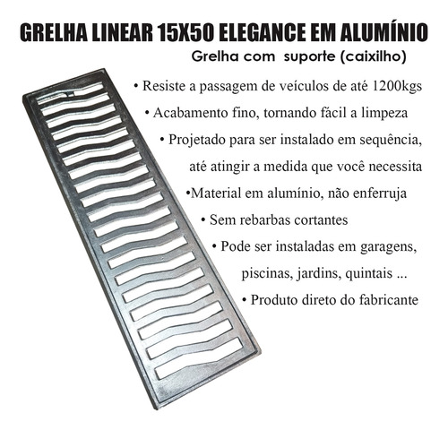 Grelha Linear 15x1400 Kit 28pçs Resistente A Veiculos 1200kg