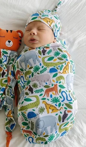 Manta De Apego Bebe Recién Nacido + Gorrito Algodón