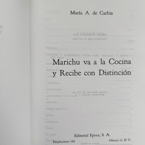 Marichu, Va A La Cocina Y Recibe Con Distinción Carbía, M. (Usado)