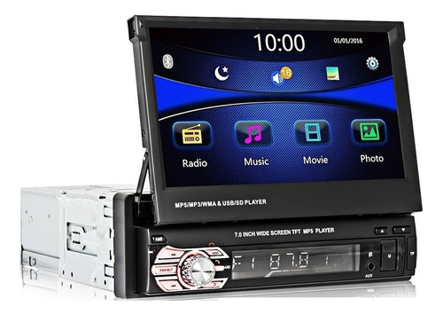 New Radio Estéreo De Coche 1din 7 Bluetooth Auto Retráctil