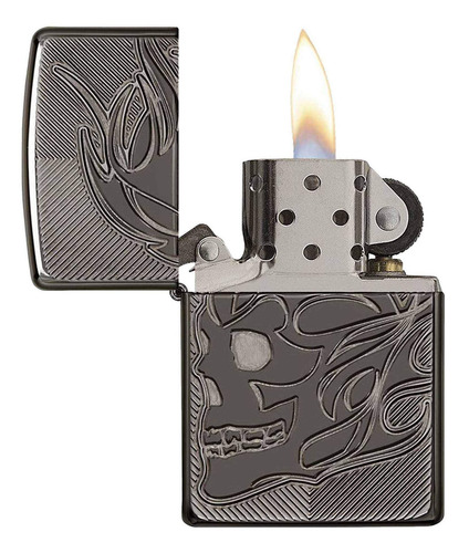 Encendedor Zippo Armor Calavera Black Ice