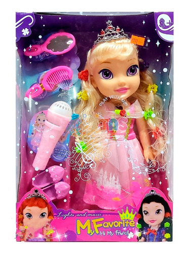 Muñeca Princesa Aurora Luces Niña Sonido + Baterias