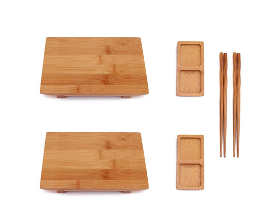 Amboomn Bandeja Bambu Para Sushi Palillo Compartimento 8.3 