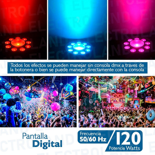 Imagen 4 de 10 de Par Led Negro Proton Rgbw Profesional 9 X 10w + 1 X 30w 120w
