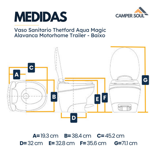 Vaso Sanitario Thetford Aqua Magic Alavanca Motorhome Traile
