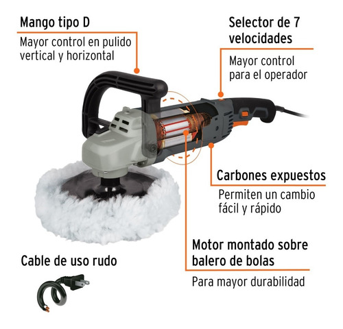 Pulidora 7' 1200w Vel Variable Industrial Truper Pula-7n