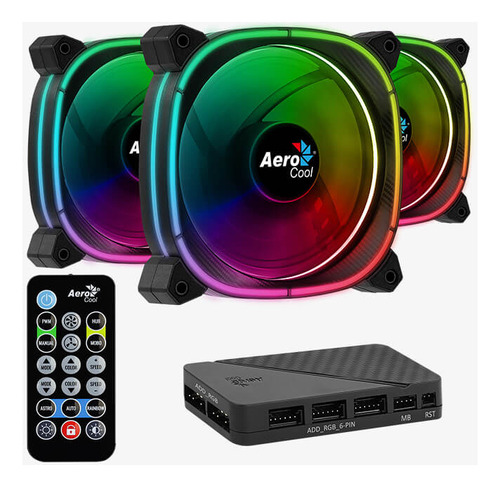 Kit 3 Ventiladores Gamer Aerocool Astro 12 Pro Rgb 120mm 