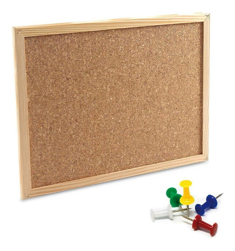 Pizarra Corcho De Pared 40x60cm Marco De Madera / Jdr Store