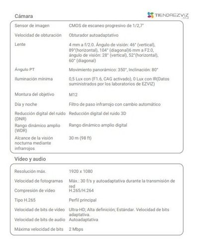 Imagen 4 de 10 de Combo X4 Ezviz H8c 360 Exterior Wifi Inteligencia Color 24h