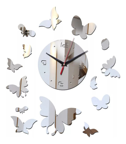 Reloj De Pared Moderno Mariposa Decorativa Diy Espejo