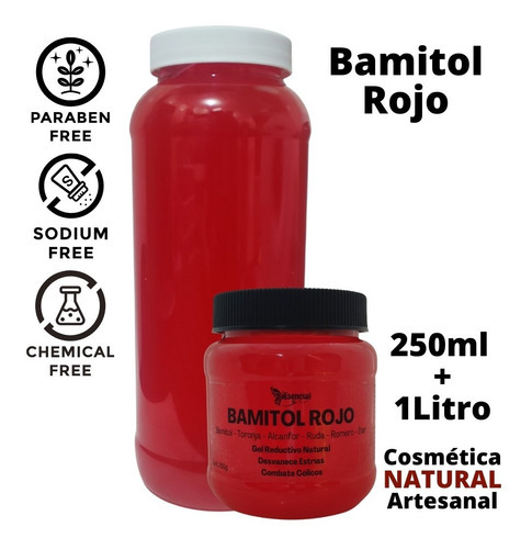 Bamitol Rojo Gel Reductivo Natural 250ml + 1litro