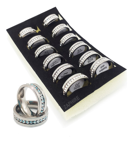 Pack 12 Anillos Acero Quirurgico 316 Strass Sinfin Xmayor Me