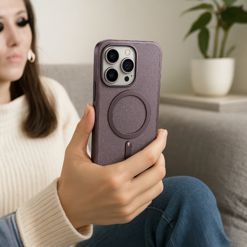 Funda Case Magsafe Correa + 2 Micas Privacidad Para Iphone Violeta Oscuro Iphone 13 Pro