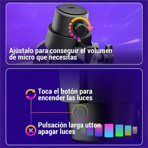 Microfono Condensador Rgb Microfono Con Trípode Para Podcast