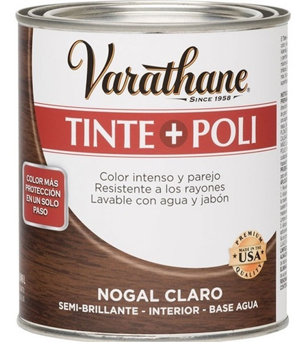 Imagen 1 de 5 de Tinte + Poliuretano Varathane Semibrillante 946 Ml