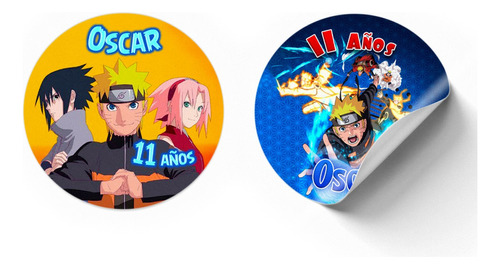 Etiquetas De Cumpleaños Cumple Naruto 70 Pz