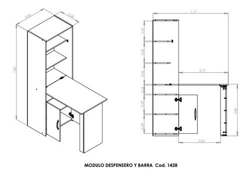 Imagen 5 de 10 de Barra Cocina Plegable Desayunadores Despensero Y Escritorio