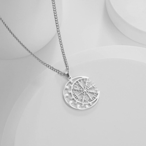 C Colar Crescente Vegvisir Bússola Símbolo Do Guia Viking