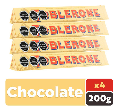 4xchocolate Toblerone Leche Con Nougat De Miel Almendra 200g