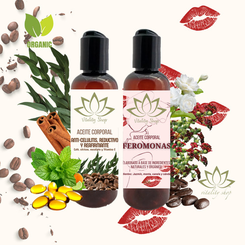 Aceite Para Masaje Orgánico Reductivo Feromonas 2pz Reductivo - Feromonas