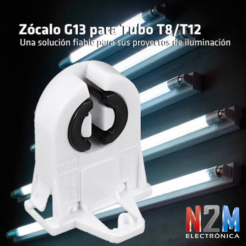 Imagen 6 de 10 de Zocalo Ceramico G13 Tubo T8 Led Tubo Fluorescente 220v Blanco
