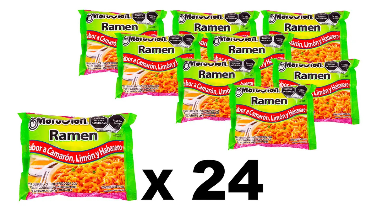 Sopa Ramen Maruchan Instantánea de Camarón, Limón y Habanero – Pack de 24