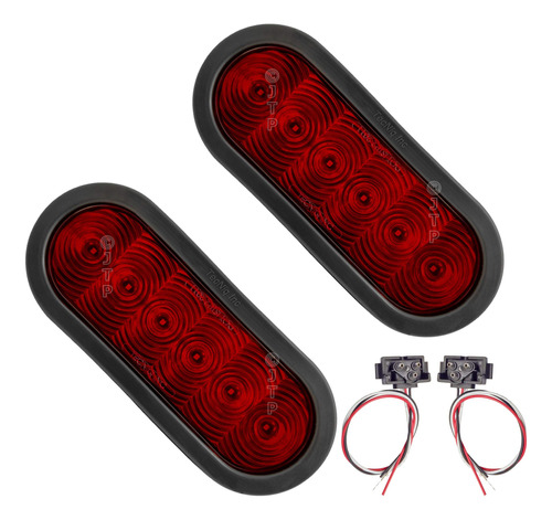 Par Ee Uu Made 6  Oval Rojo Led Freno Turn Tail Light Camion