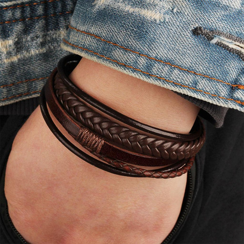 4 Masculina De Couro Trançado Como Descrito Metal Metal