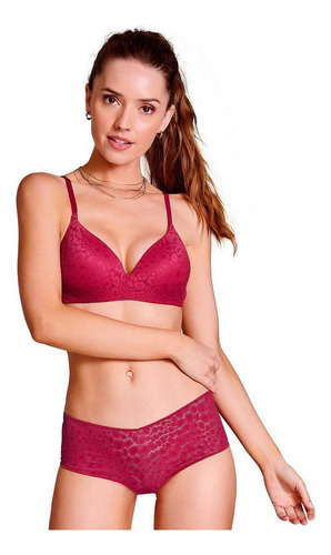 Coordinado Brasier Y Boxer En Encaje Con Varilla Flexible 