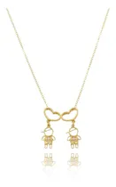 Comprar Colar Gargantilha Filhos Dois Pingentes Meninos Banhado Ouro