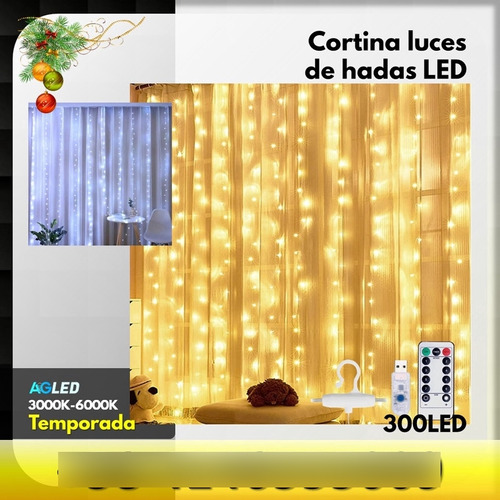 Cortina Luces De Hadas Led 3000k 300led 3x3mt Basico