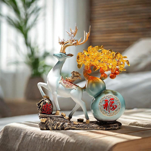 Estatua Decorativa Hecha A Mano De Ciervo Chino Feng Shui