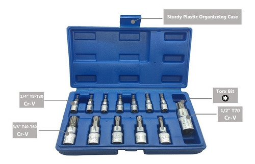 Mainpoint Estrella Torx Bit Juego De Dados De 13 Piezas T8 -