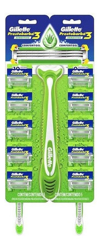 Gillette Máquinas De Afeitar Prestobarba3 Sense Care 10 Uds