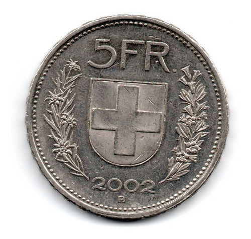 Suiza Moneda 5 Francos Año 2002 Km#40a.4