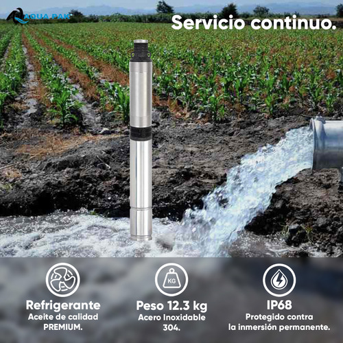 Aqua Pak Motobomba Sumergible Para Agua Limpia M1.5p10-8/12302h / Diámetro 4 Hp1 230v (monofásico) 2hilos Y Ip68 / Bomba De Acero Inoxidable Para Pozos Profundos