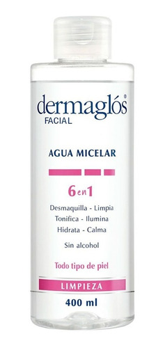 Dermaglos Agua Micelar 6 En 1 Desmaquillante X 400 Ml