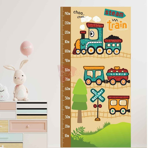 Vinilo Regla Medidora Infantil Tren 150x75cm