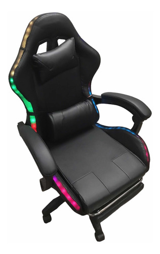 Imagen 6 de 6 de Silla Reclinable Giratoria Ergonómica Rgb Descansapies Gamer