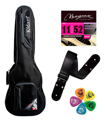 Funda Guitarra Clasica + Plumillas + Cuerdas Magma Ga 130 Pb