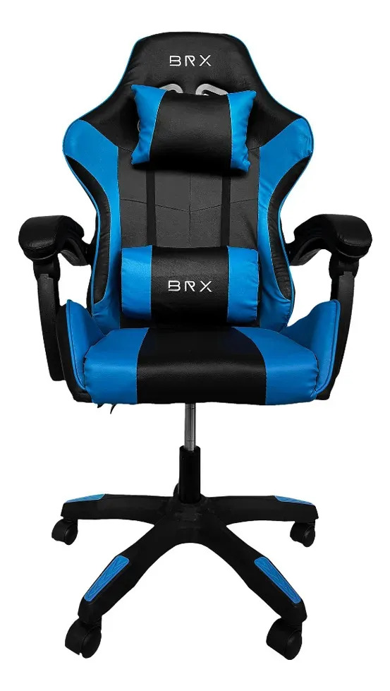 Cadeira Gamer Escritório Ajustavel Reclinavel Ergonomica Cor Azul Material Do Estofamento Algodão