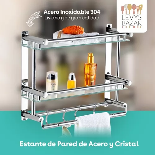 Organizador Baño Repisa Toallero 2 Estantes Acero Inoxidable