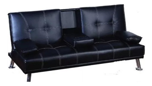 Sofa Cama Sillon Juego De Living Reclinable Posavaso Negro