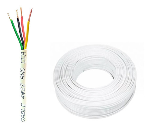 Cable 4 Hilos Awg 22 Para Alarma, Audio E Interforn 100 Mts.