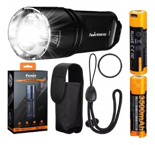 Linterna Tactica Led Fenix Tk35ue 5000 Lumens + Baterias X2 Color de la linterna Negro Color de la luz Bordó