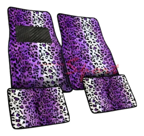 Cubre Alfombra Para Auto- Animal Print Violeta- 4 Pzas.