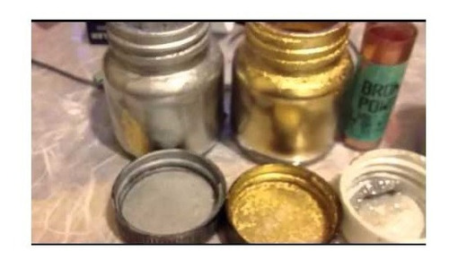 Imagen 8 de 10 de 4 Polvos Metalicos Y Ncarados Purpurina Oro , Plata , Cobre Y Nacar 50 Gm De C/u